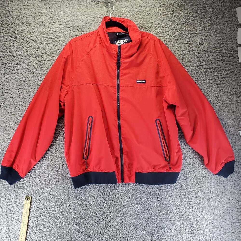 Lands End Jacket Mens XL Red Zip-Up Nylon Mesh Lined Windbreaker Gorpcore